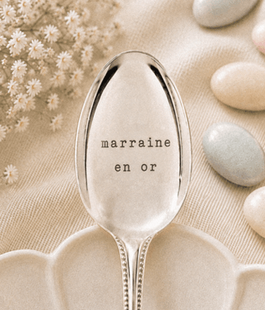 cadeau baptême cuillère argentée marraine en or
