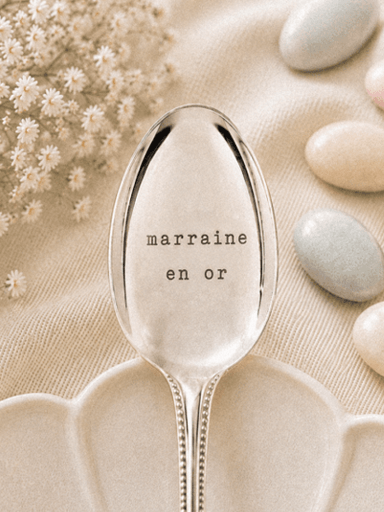 cadeau baptême cuillère argentée marraine en or